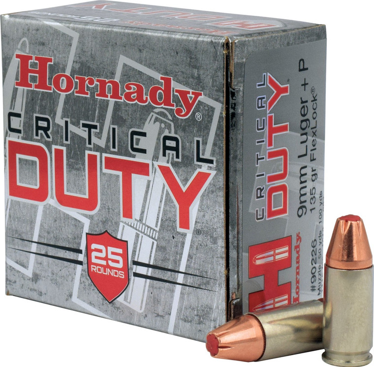 Hornady 90226 9MM +P 135GR Critical Duty FLEXLOCK - (25/box) - 090255902266