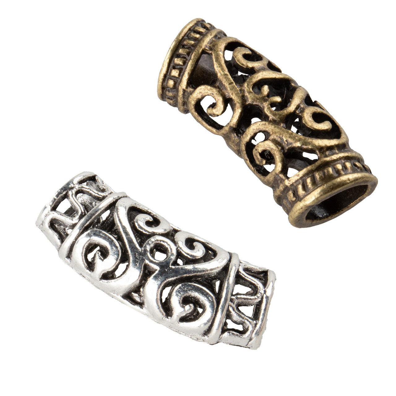 Viking Beard Beads | Futhark Runes Hair Rings, Silver - TheNorseWind Wunjo