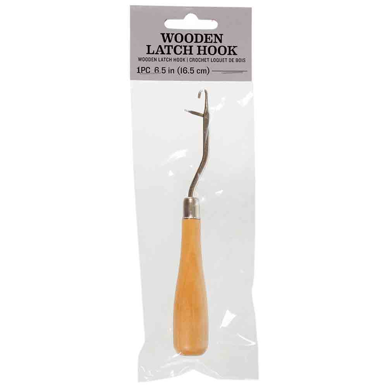 Craft County Ergonomic Bent Latch Hook Tool - Wooden Handle - 6.375 x  0.843