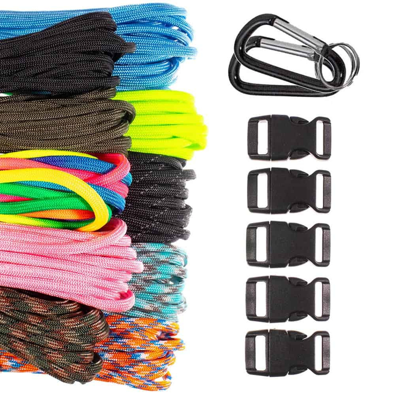 Paracord Planet 550lb Type III Paracord Combo Crafting Kits with Buckles 