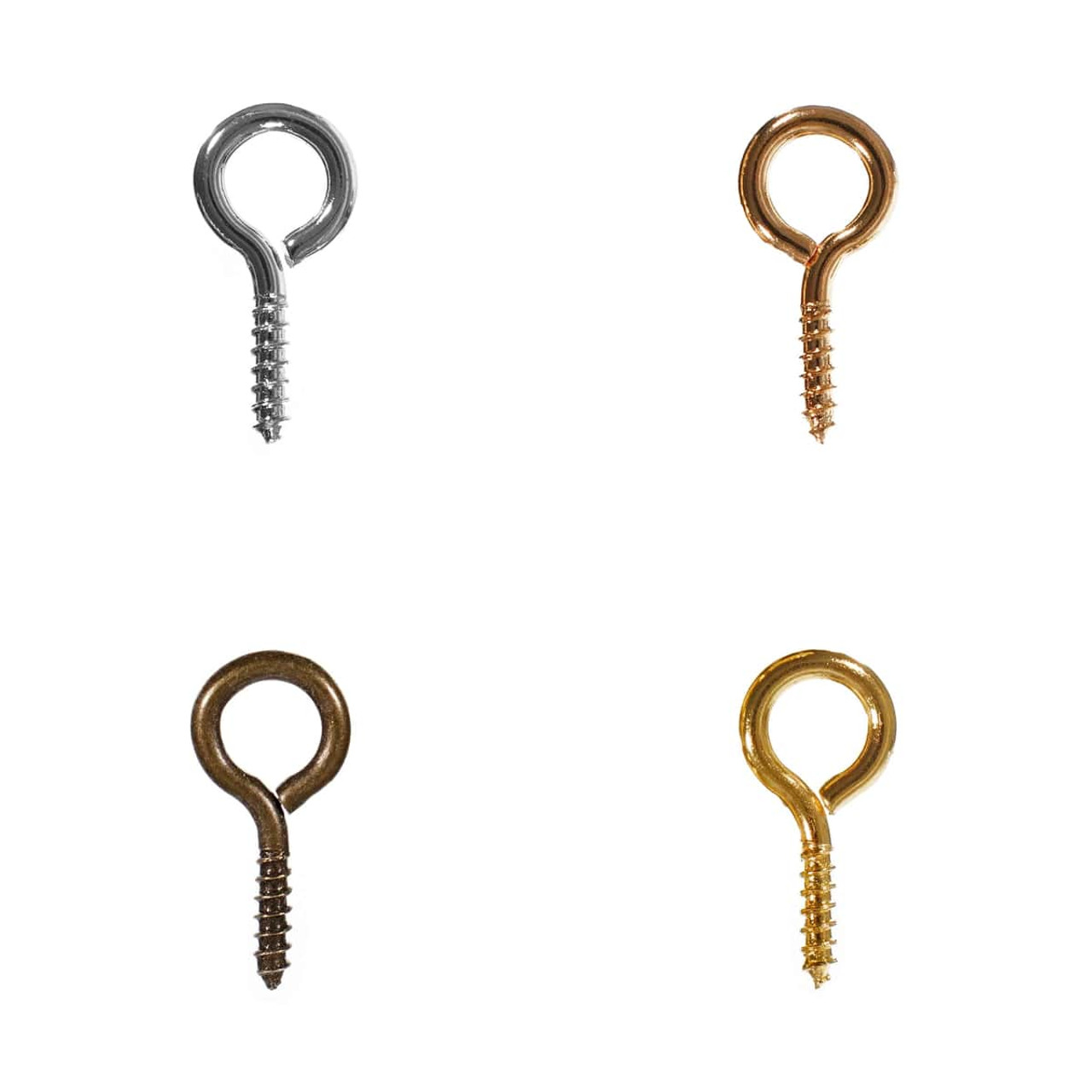 Brass Screw Eye Hooks x 100 Small Picture Frame Wire Eyes