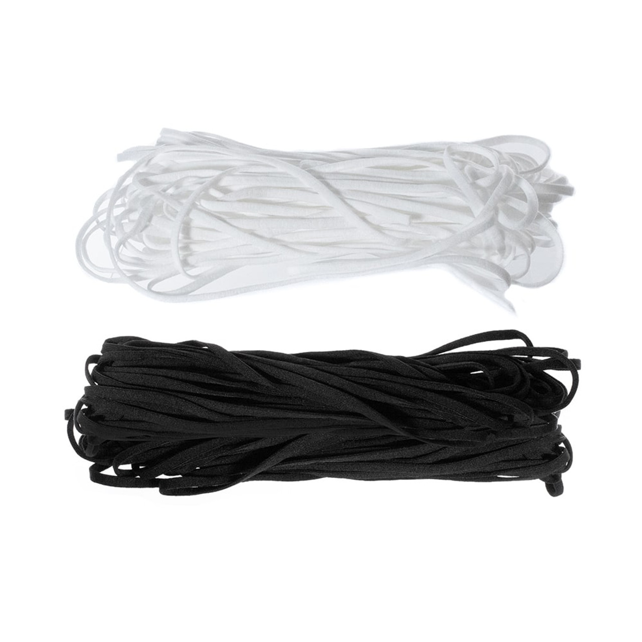 5mm Soft Flat Elastic Cord - White & Black