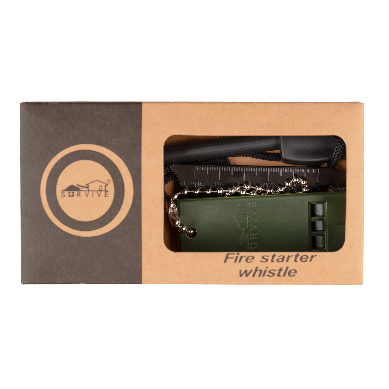 Ferro Rod Fire Starter with Whistle Paracord