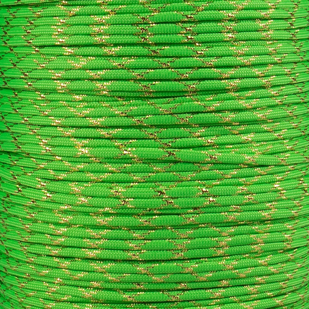 Neon Green with Gold Metallic X - 550 Paracord | Paracord Planet