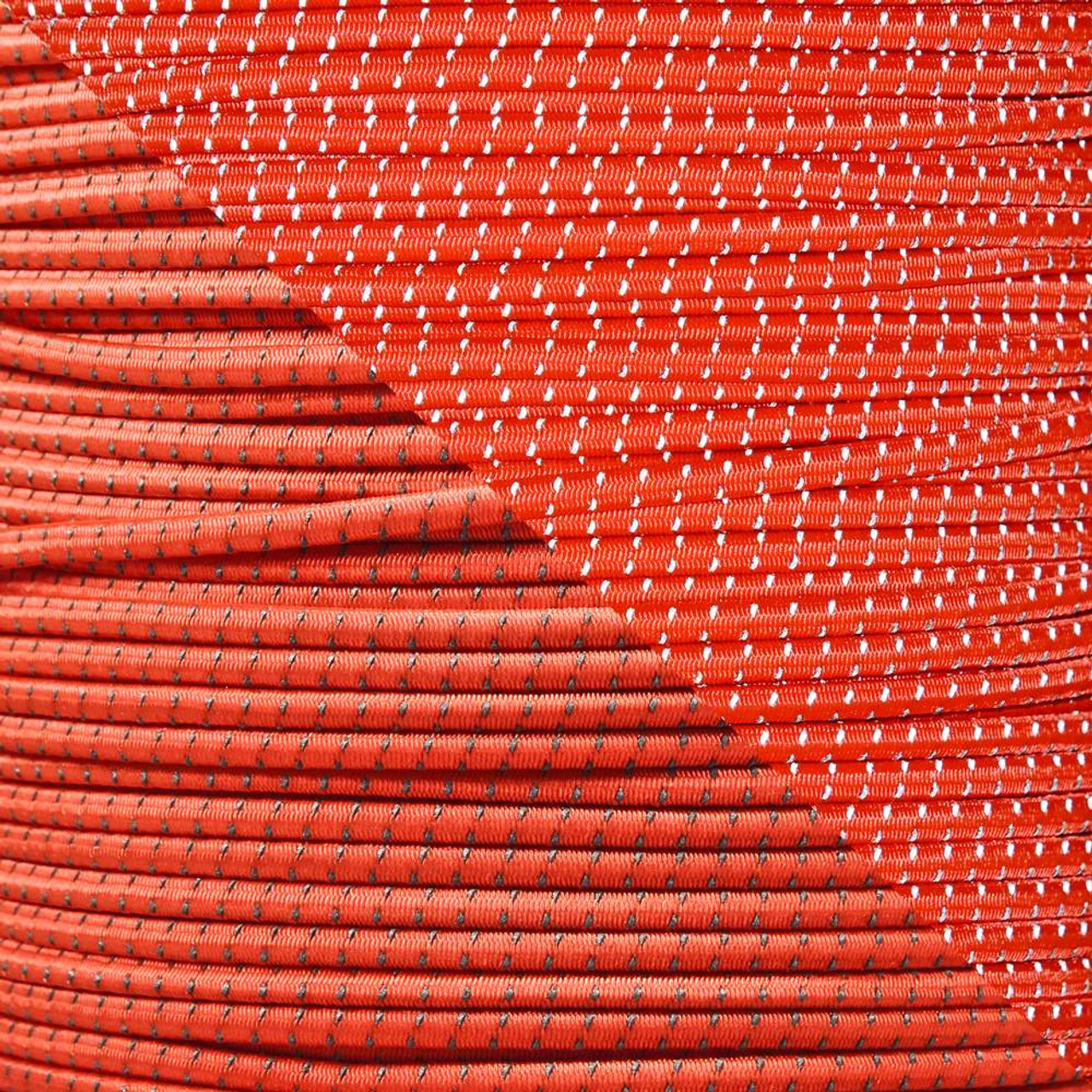 Neon Orange - 1/8 inch Shock Cord with Reflective Tracers