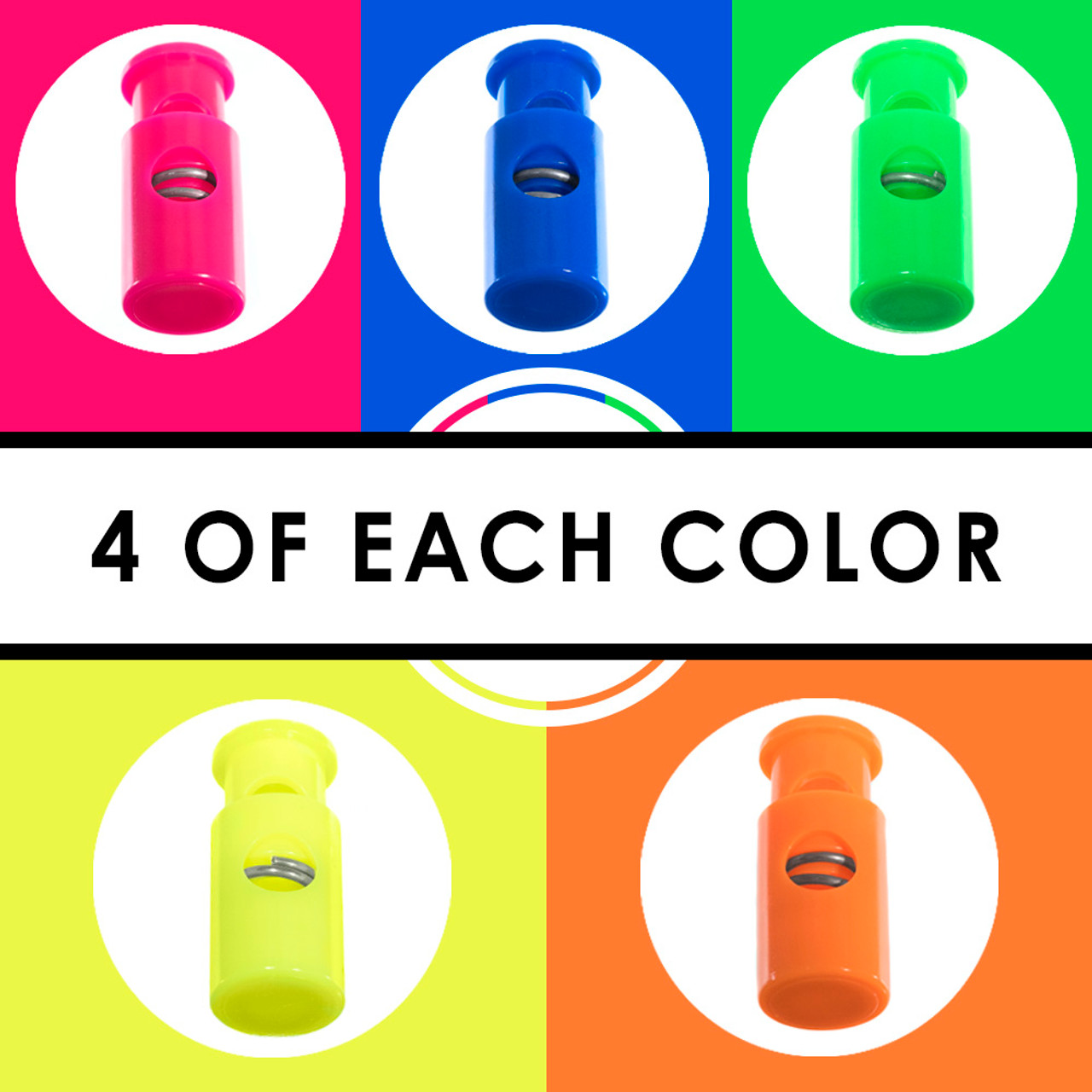 Neon Hole Top Cord Locks 20 Pack Paracord