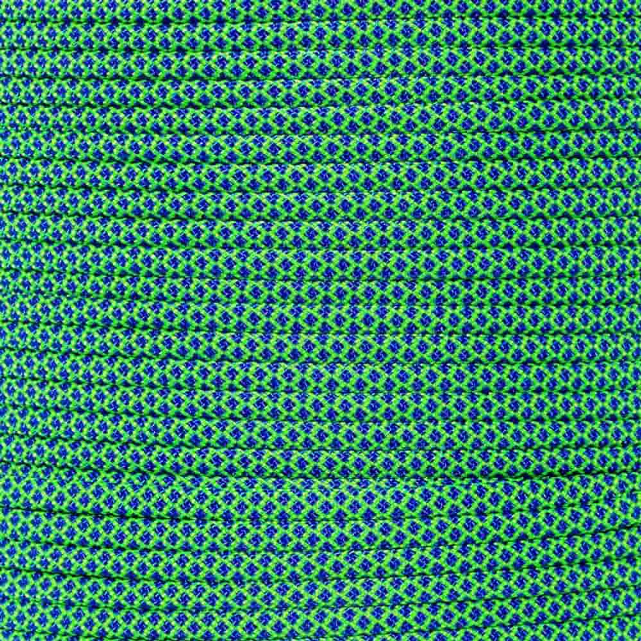 Neon Green w/ Electric Blue Diamonds - 550 Paracord