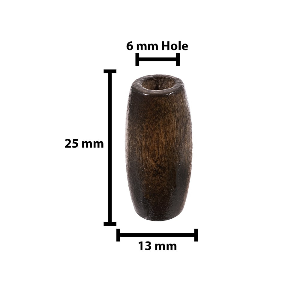 6 Ovale Holzperlen, Natur, 32 X 22 Mm – Große Lochung Für Makramee & Basteln