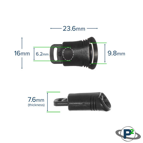 Two Hole Detachable Cord Lock - Black