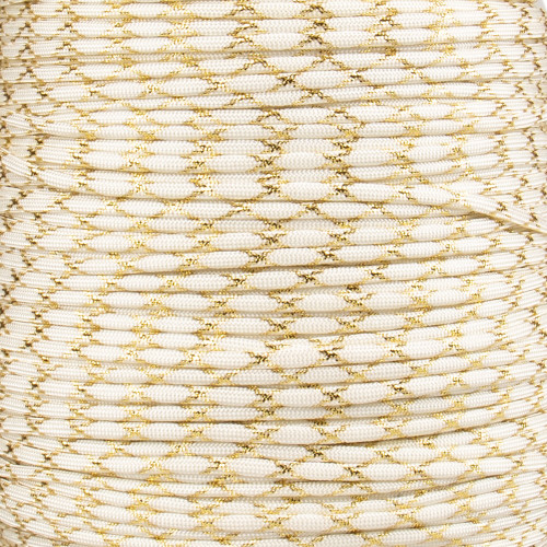 White with Gold Metallic X - 550 Paracord | Paracord Planet