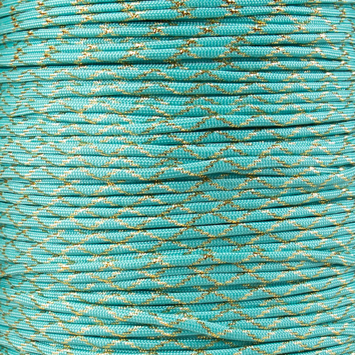 Paracord, bulk purchase, snakeskin pattern, turquoise/yellow, 4mm, 30m