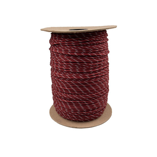 Maroon with White Stripe 550 Paracord (7-Strand) - Spools