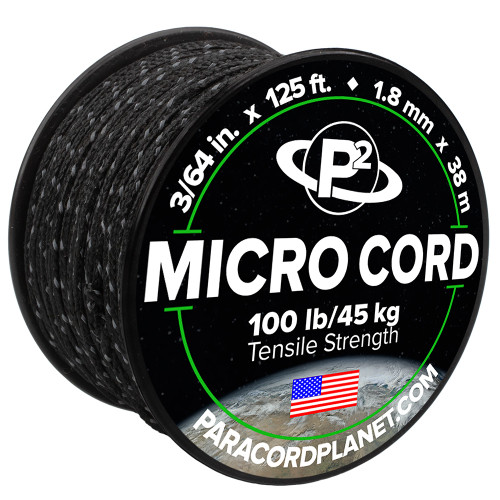 Black Micro Cord with Reflective Tracers