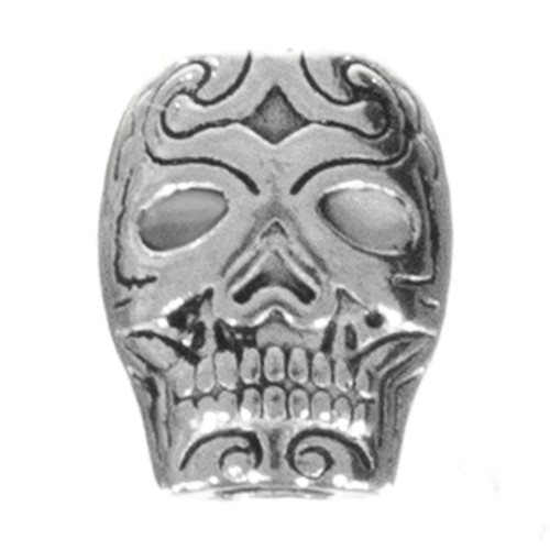 Flat Swirl Skull Bead - Silver
