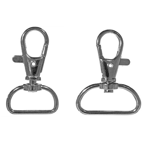 Silver D-Ring Swivel Snap Hook - Multiple Sizes