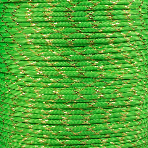 Neon Green with Gold Metallic X - 550 Paracord | Paracord Planet