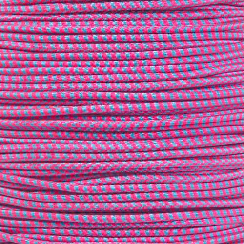 Neon Pink with Black X 1/8 inch Shock Cord - Spools