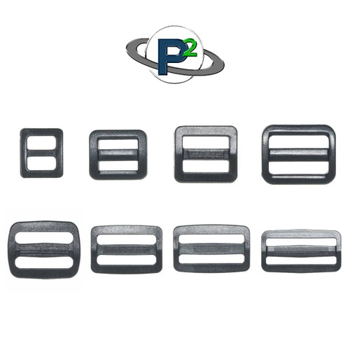 Black Plastic Slide Buckles Multiple Sizes Paracord
