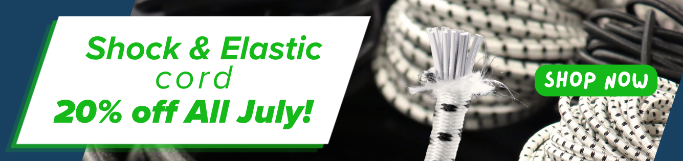 Shock and Elastic Cord 20% Off All July!