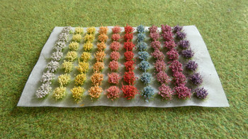 Self Adhesive 'Mixed Colour' Flowered Grass Tufts (70)