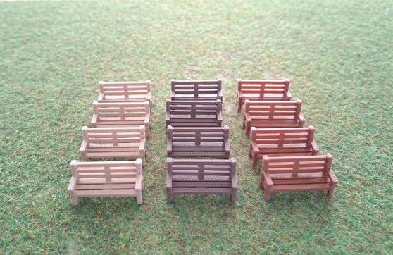 Benches (12) Assorted Colour for 00/HO Scenery Benches (12) Assorted Colour for 00/HO Scenery