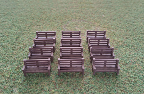 Benches (12) Dark Brown for 00/HO Scenery