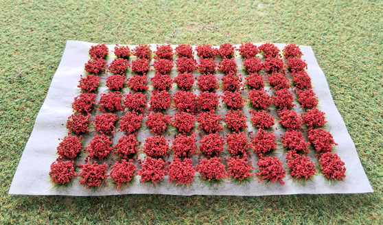 Self Adhesive 'Red' Flowered Grass Tufts (70)