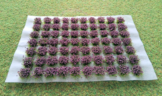 Self Adhesive 'Dark Violet' Flowered Grass Tufts (70)
