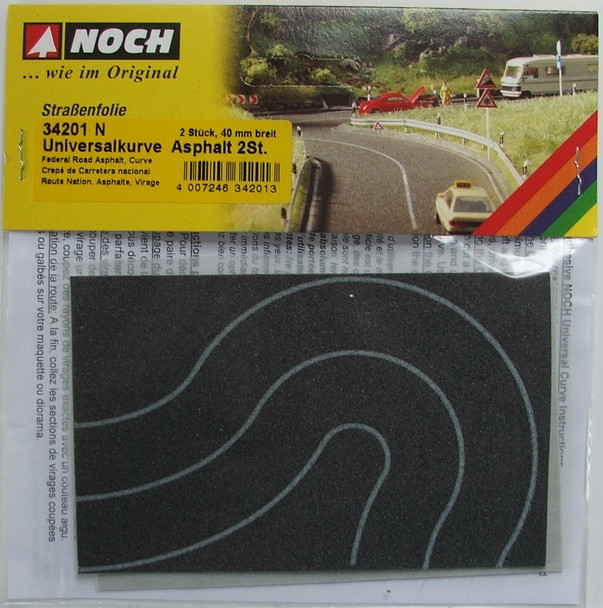 NOCH 34201 Black Self Adhesive Curved Road 40mm 'N' Gauge