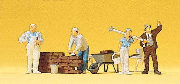 PREISER 10251 Bricklayers & Accessories 00/HO Model Figures