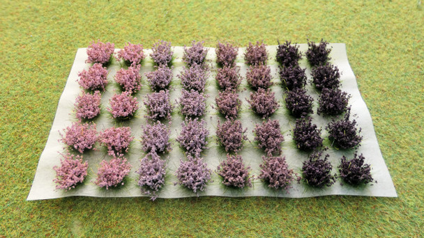 Self Adhesive Flowering Grass Clumps (40) Pink & Violet Mix