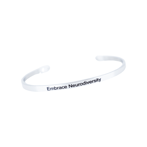 Introducing the Cuff Bangle - Embrace Neurodiversity, a shining testament to the beauty of neurodivergence, crafted in durable stainless steel.