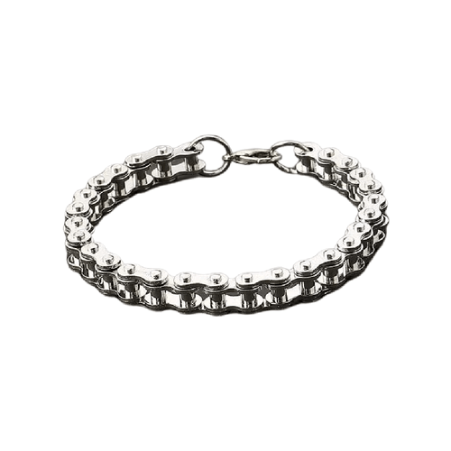 The Bike Chain Bracelet - Silver is a unique accessory, fashioned from durable stainless steel, offering a bold statement to your style profile.