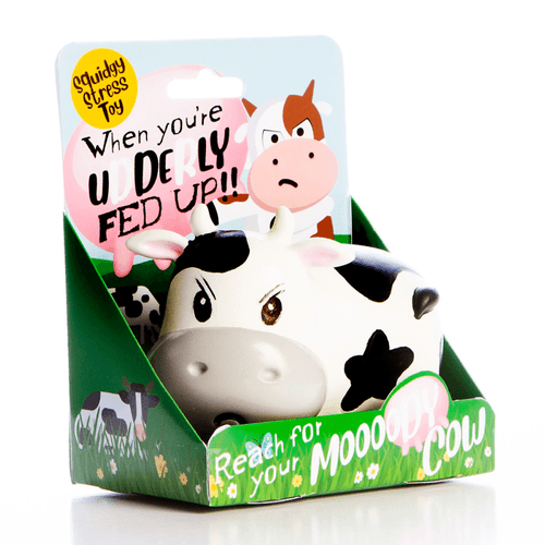 Stressed? Feeling udder the weather? Don’t start beefing, forget the bull and moooove on!! This Stress Toy - Moody Cow is the perfect stress relief toy!