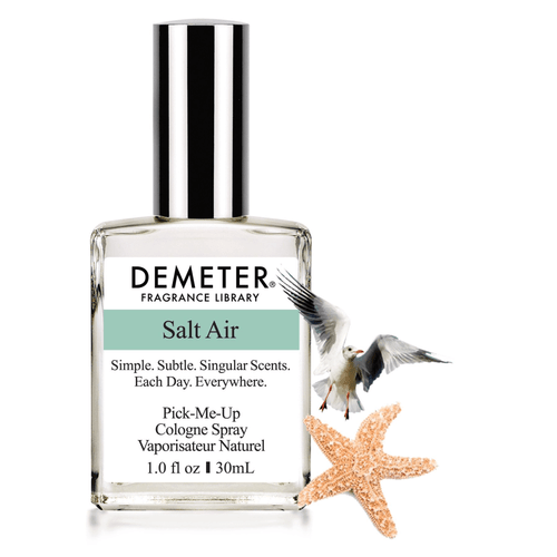 Demeter Salt Air fragrance seeks to capture the refreshing &  invigorating scent of a sea breeze on a pristine, tropical beach, often associated with relaxation, freedom, & escape.