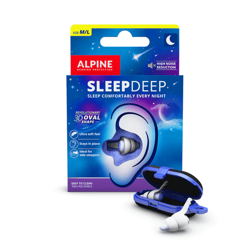 Embrace the future of sleep earplugs with Alpine SleepDeep Reusable Sleeping Earplugs unique oval shape and sound-absorbing gel, ensuring every night is a good night.