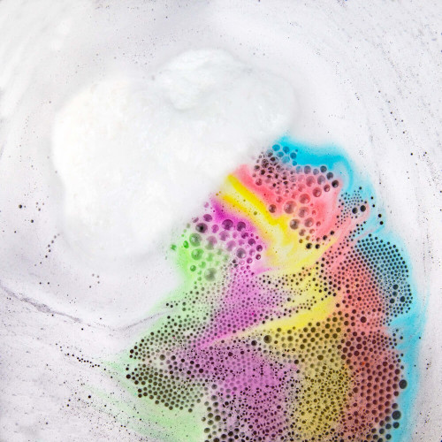 The Fizzing Rainbow Cloud Bath Bomb is not just a bathing accessory; it's an experience, a tiny escape into a world filled with colours and magic.