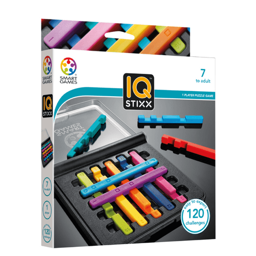 IQ Stixx is a captivating and challenging puzzle game that invites players to stack up sticks in specific patterns. This travel-friendly game offers 120 intriguing challenges.