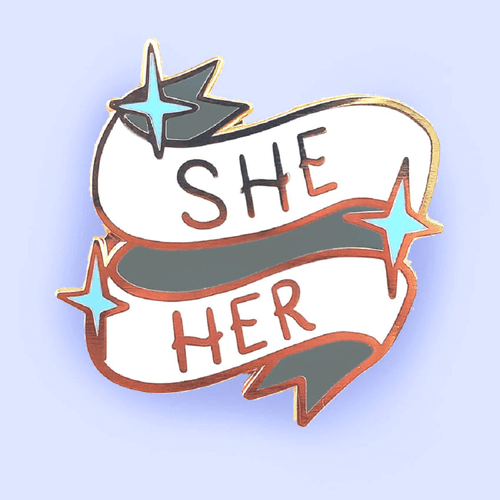 Whether you identify as trans, embrace gender diversity, are non-binary, or stand as an ally, these Jubly-Umph - She/Her Pronoun Lapel Pins are for anyone to showcase their pronouns.