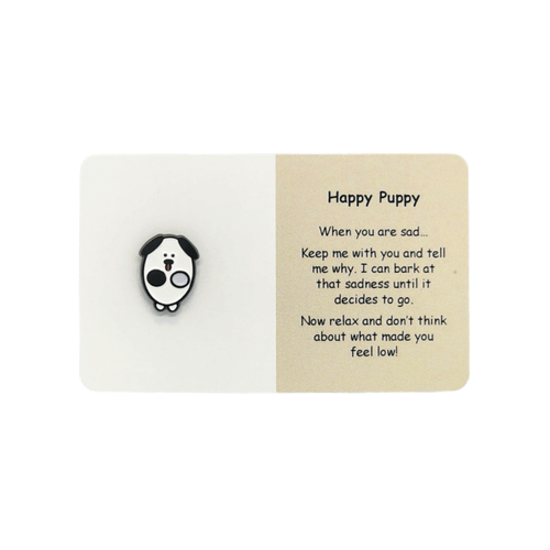 Each Little Joys Pin -  Happy Puppy has been lovingly designed by a young artist from NZ. Her mission is to bring hope to those navigating the challenges of mental health.