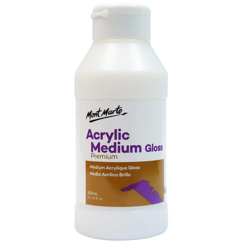 Mont Marte - Acrylic Medium Gloss Premium 250ml versatile medium is perfect for creating glazes, washes and watercolour effects with acrylic paints.