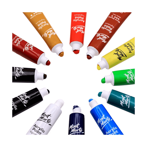 Mont Marte - Acrylic Paints 12 Pack allows you to create a wide range of textures and painting styles in a beautiful range of colours.