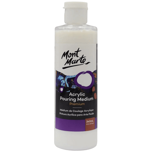 Create your own fluid art by adding Mont Marte - Acrylic Pouring Medium Premium 240ml to your acrylic paints.
