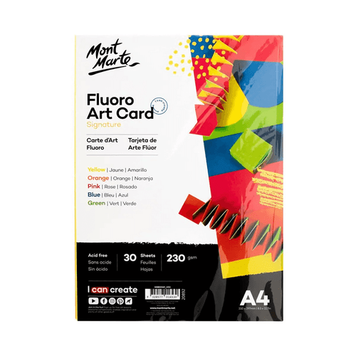 This Mont Marte - Fluoro Art Card A4 will make a great addition to your next art project in a variety of colours including Yellow, Orange, Pink, Blue and Green.