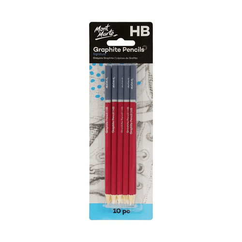 Mont Marte - Graphite Pencils 2B 10 Pack are great all-rounders & feature smooth leads that are easy to sharpen, making them ideal for both drawing and writing.