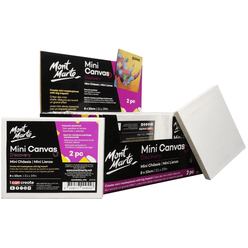 Mont Marte - Mini Canvas 8x10cm 2 Pack are ideal for miniature paintings and place cards. Create mini masterpieces with big impact.