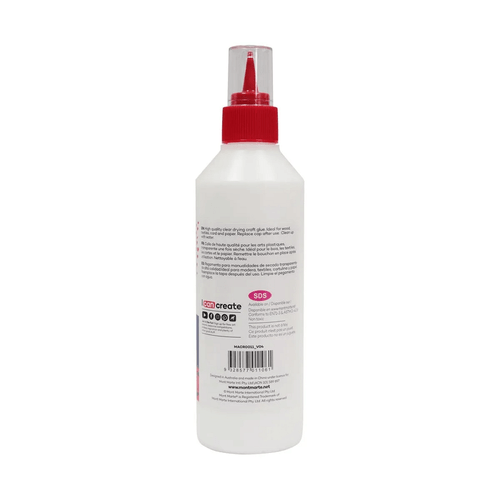 Mont Marte - PVA Craft Glue Fine Tip 250g bonds most porous surfaces such as paper, wood and fabric. It's great for a wide variety of craft projects and dries quickly to a clear finish.