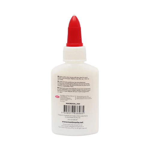 Mont Marte - PVA Craft Glue 40g clear drying is perfect for school, craft &  scrapbooking projects. Use it on most porous surfaces such as paper, wood & fabric.