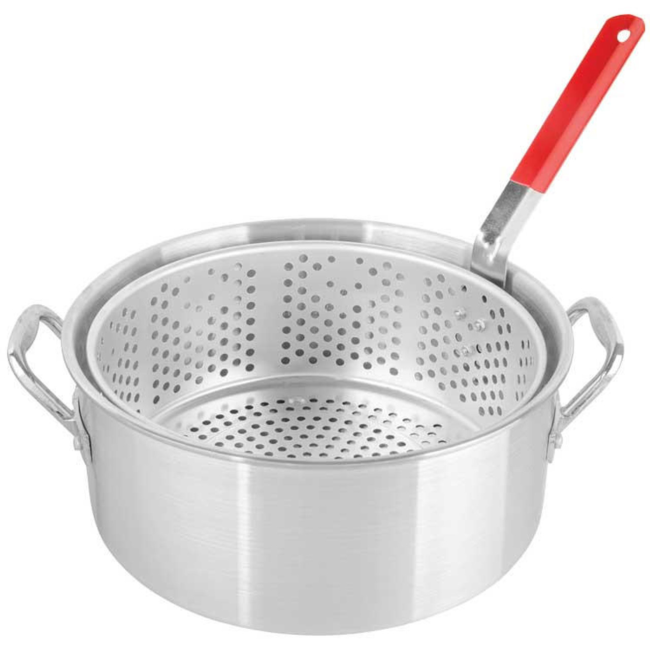 30 Qt. Aluminum Fryer Pot with Strainer Basket and Lid