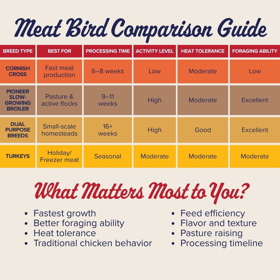 Meat Bird Comparison Chart,  LP362, Stromberg's.